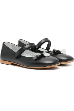 MONNALISA Bow-detail leather ballerina shoes