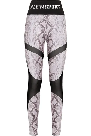 Philipp Plein Logo-waistband snakeskin-print leggings