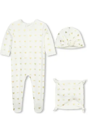 Michael Kors Monogram-print cotton babygrow set