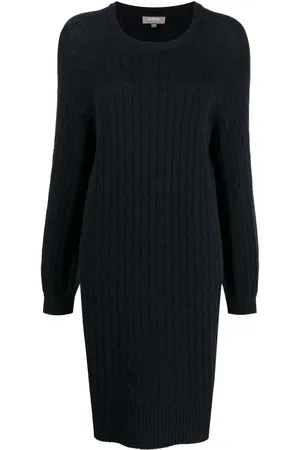 N.PEAL Cable-knit round-neck dress