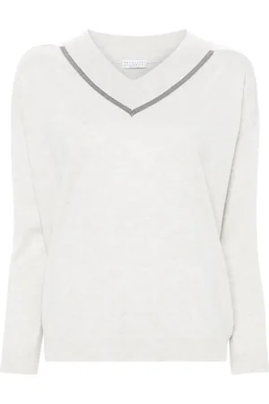 Brunello Cucinelli Monili-chain V-neck jumper