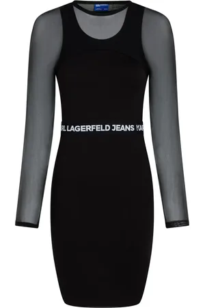 Karl Lagerfeld Logo waistband mesh minidress