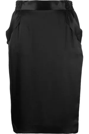 Saint Laurent Satin-finish silk pencil skirt