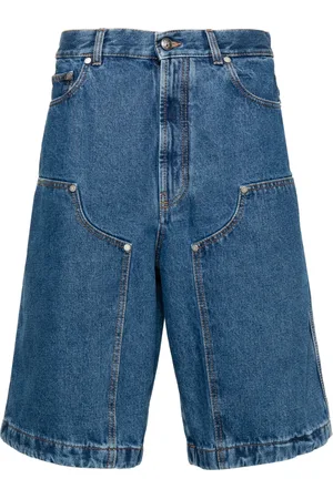 Palm Angels Monogram-embroidered denim shorts