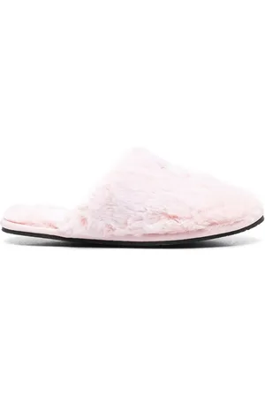 Calvin Klein Logo appliqu?? faux-fur slippers