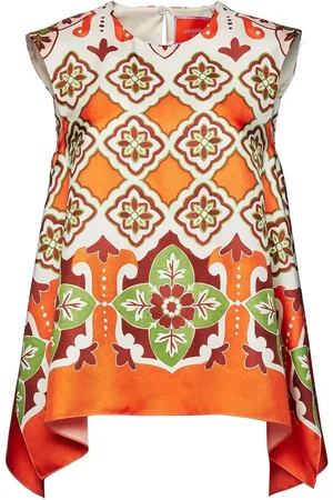 La DoubleJ San Carlo asymmetric printed silk blouse