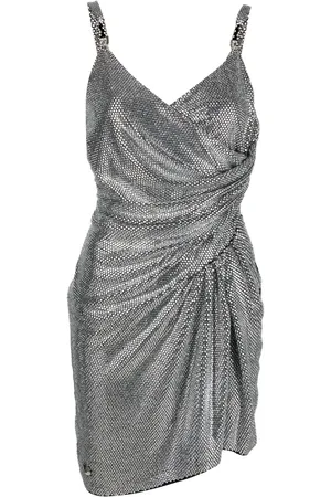 Philipp Plein Crystal-embellished ruched mini dress