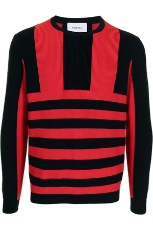 Ports V Stripe-print knitted jumper