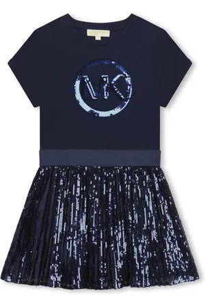 Michael Kors Sequinned panelled cotton flared dress