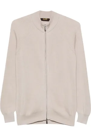 MOORER Zip-up ribbed sweatshirt