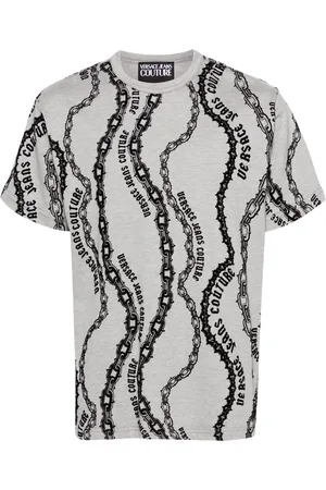 VERSACE Flocked-print cotton T-shirt