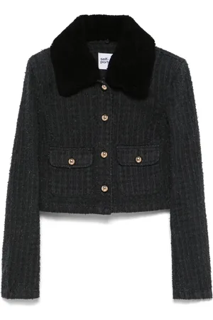 Self-Portrait Textured denim jacket