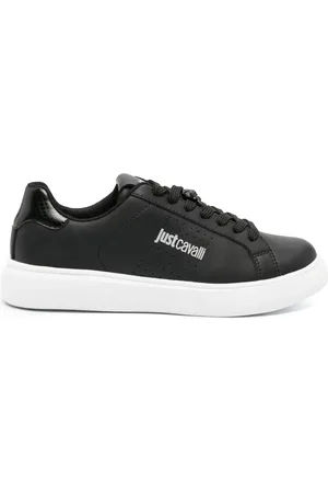 Roberto Cavalli Tiger Head-logo leather sneakers