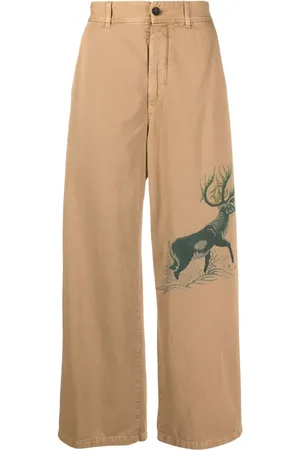 Incotex Deer-print wide-leg trousers
