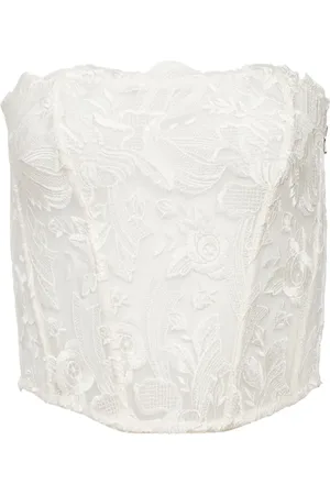 FLEUR DU MAL Lola bow-embroidered corset top