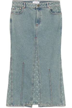 Marine Serre Moon-laser denim maxi skirt