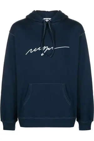 Msgm Logo-embroidered cotton hoodie