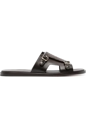 santoni Interwoven-strap flat leather sandals