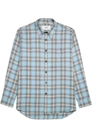 Ami Long-sleeved checkered knitted shirt