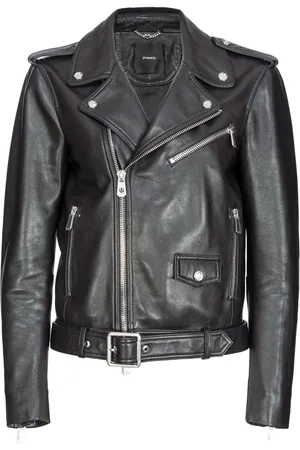 Pinko Belted leather biker jacket