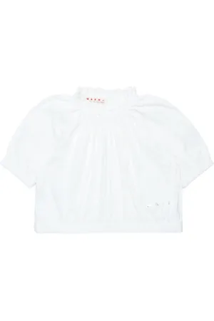 Marni Frilled neckline cotton T-shirt
