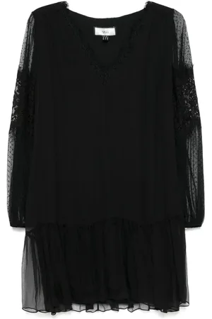NISSA Semi sheer-sleeve mini dress