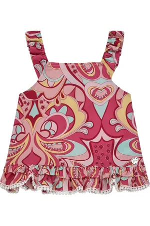 Guess Abstract-print ruffled top