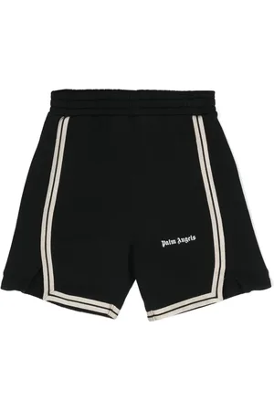 Palm Angels Logo-detail striped shorts