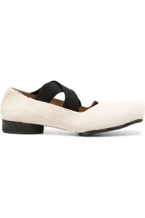 UMA WANG Square-toe leather ballerina shoes
