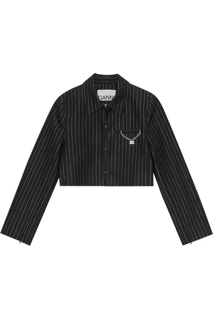 Ganni Striped cropped blazer