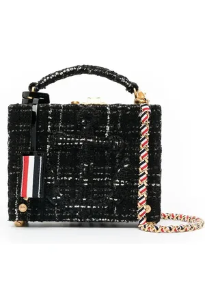Thom Browne Mini tweed ribbon chain tote bag