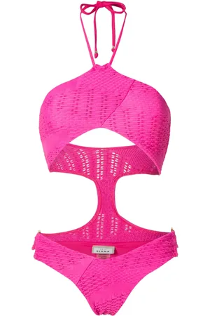 AMIR SLAMA Woven halterneck one-piece