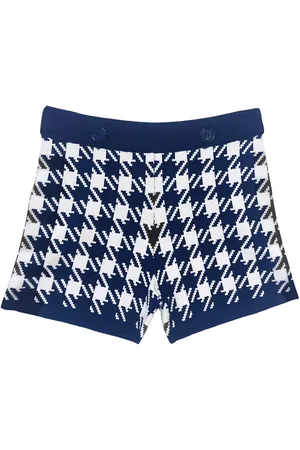 FLEUR DU MAL Houndstooth-intarsia knitted shorts