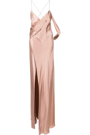 Michelle Mason Silk wrap floor-length gown