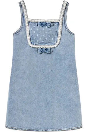 Self-Portrait Beaded-detail denim dress