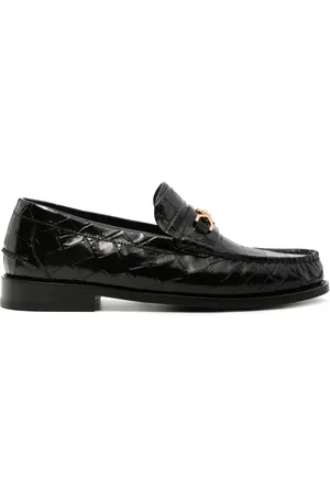 VERSACE Medusa crocodile-embossed leather loafers