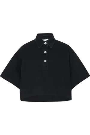 ROSETTA GETTY Cropped denim polo shirt