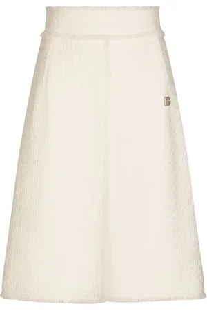 Dolce & Gabbana Front-slit tweed midi skirt