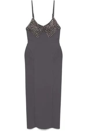 The Attico Crystal-detail midi dress