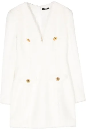 Balmain Button-embellished tweed minidress
