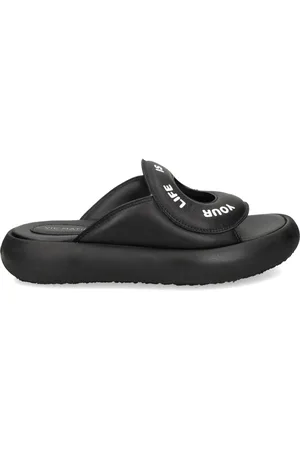 vic matiè Slogan-print leather slides