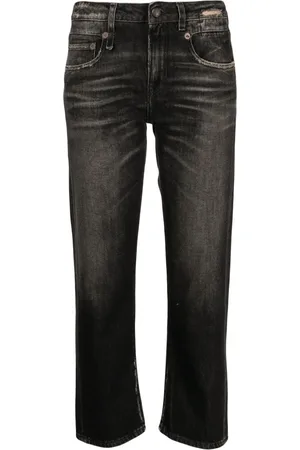 R13 Distressed-effect cropped jeans