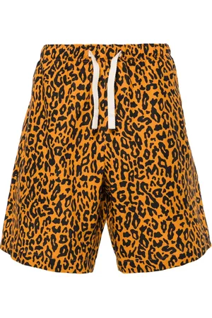 Palm Angels Leopard-print poplin shorts