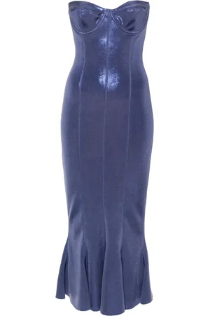 Norma Kamali Corset-style lam?? midi dress
