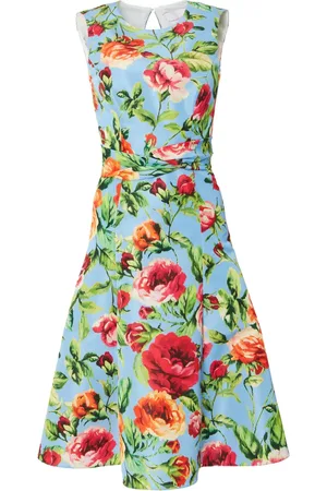 Carolina Herrera Rose-print twist-detail flared dress