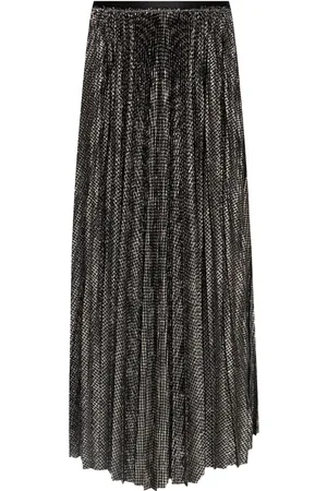 FORTE FORTE Pleated houndstooth-print midi skirt