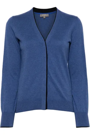 N.PEAL Contrasting-border cotton-cashmere cardigan
