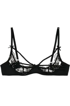 FLEUR DU MAL Sequin Violet floral-lace ouvert bra