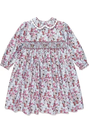 Sarah Louise Floral-print smocked minidress