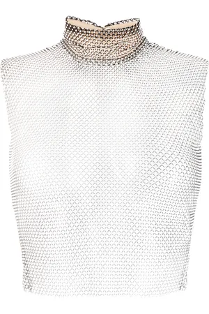GENNY Crystal-embellished chainmail-effect tank top